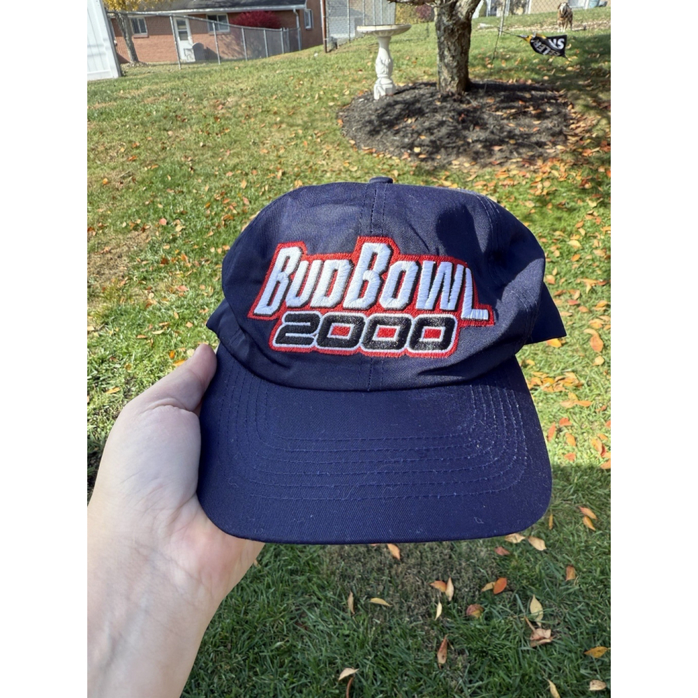 Bud Bowl 2000 Hat Blue Budweiser Anheuser Busch Snapback Baseball Cap Y2K
